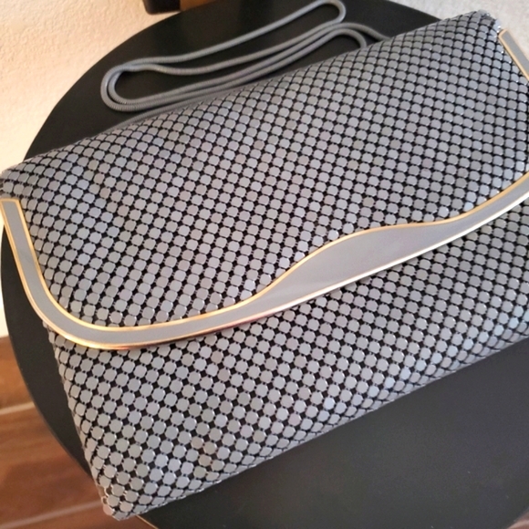 VINTAGE Elka Grey Chainmail Metal Mesh Purse with Snake Shoulder Strap - Picture 2 of 12